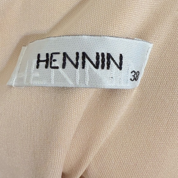 HENNIN Evening Gown Women’s Dress Size 38 Nude Tulle with Embroidery and Beading - Picture 4 of 16